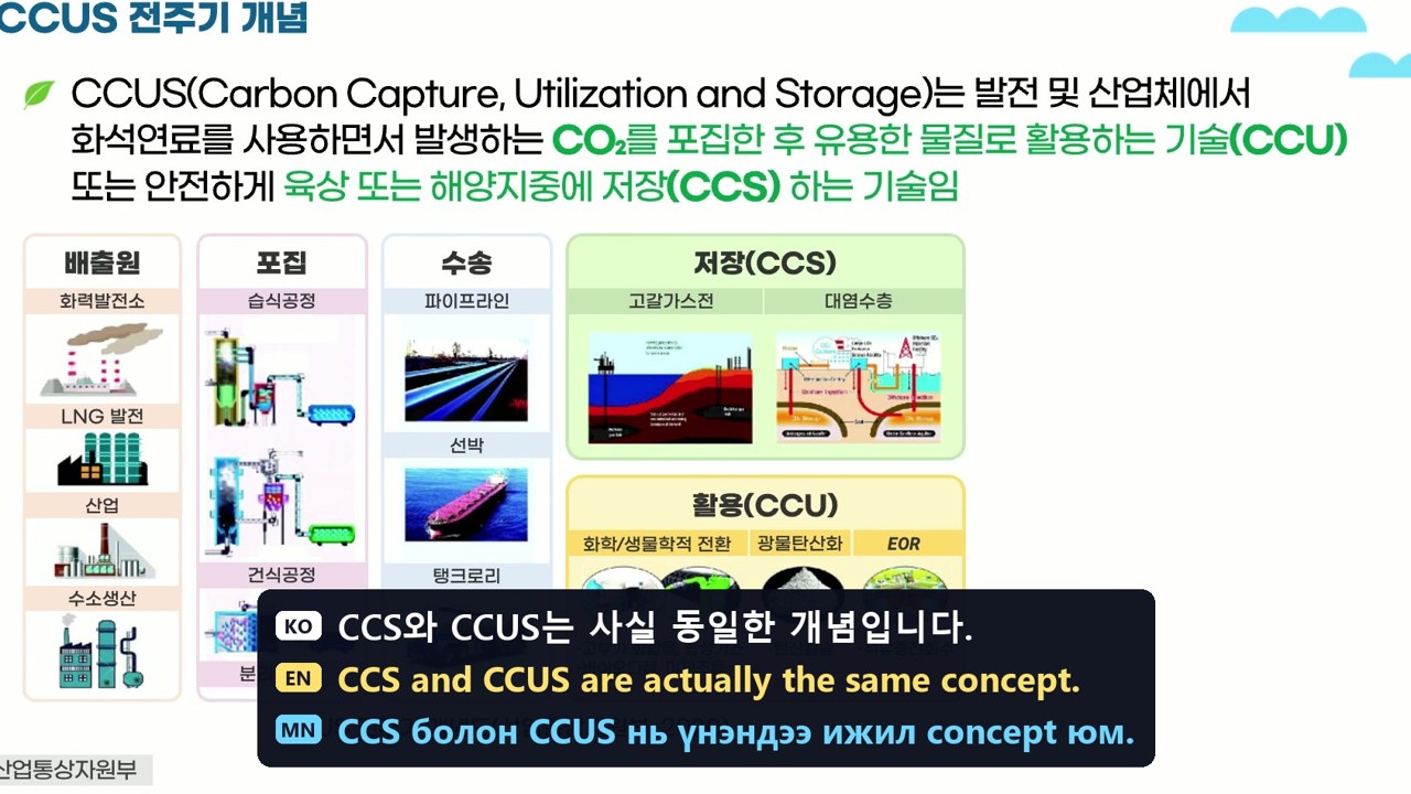 한국어·영어·몽골어 자막 동시 표시 화면